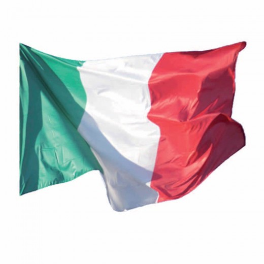 BANDIERA ITALIANA IN POLIESTERE CON PASSANTE PER L'ASTA E 2 ASOLE PER ESSERE APPESA
