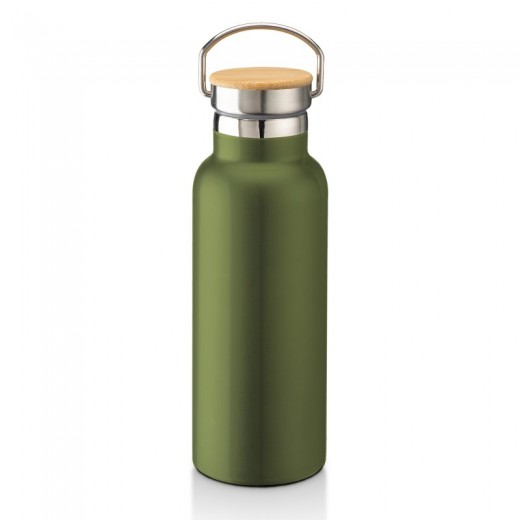 THERMOS IN ACCIAIO INOSSIDABILE (500 ML) CON DOPPIA PARETE ISOLANTE E TAPPO IN BAMBù