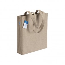 SHOPPER CARBON NEUTRAL IN COTONE RICICLATO 280 G/M2, MANICI LUNGHI E SOFFIETTO