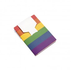 BLOCK NOTES  IN CARTA CON COPERTINA ARCOBALENO, FOGLIETTI ADESIVI E PENNA