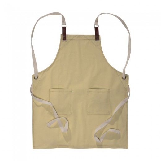 GREMBIULE DA CUCINA  IN COTONE 280 G/M2 CON 2 TASCHE FRONTALI, CINGHIE IN PU REGOLABILI.