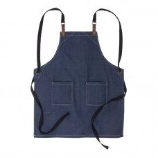 GREMBIULE DA CUCINA REGOLABILE  IN COTONE DENIM CON 2 TASCHE FRONTALI.