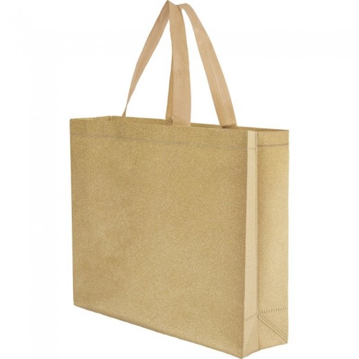BORSA SHOPPER CON SOFFIETTO TERMOSALDATA IN TNT GLITTERATO Q24271