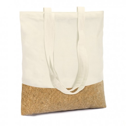 BORSA SHOPPER IN COTONE E SUGHERO Q24288