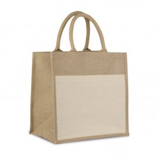 BORSA SHOPPER CON SOFFIETTO IN IUTA E COTONE Q24862