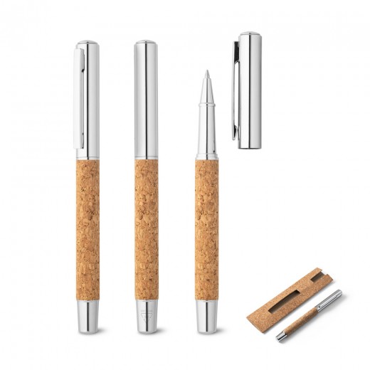 ANDREW. Roller con corpo in acciaio inox (90% rSS) e sughero, con clip 91783