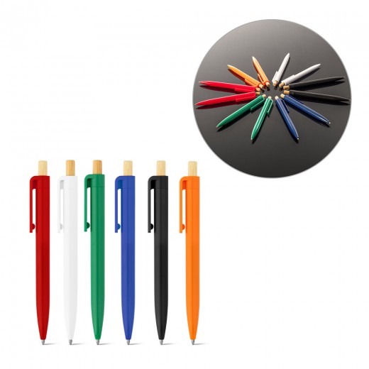 ZARA. Penna a sfera in ABS riciclato (100% rABS) con pulsante in bambù 91945