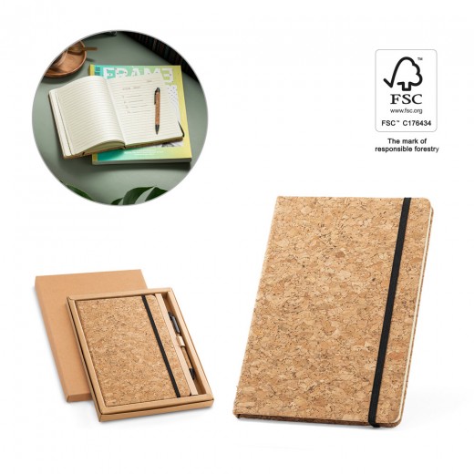 FREUD. Set block notes A5 e penna a sfera in sughero 93578