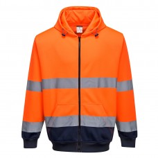 FELPA BICOLORE CON CAPPUCCIO E ZIP INTERA HI-VIS B317