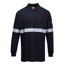 POLO MANICA LUNGA RESISTENTE ALLA FIAMMA, ANTISTATICA CON BANDA RIFLETTENTE TRIVALENTE FR03