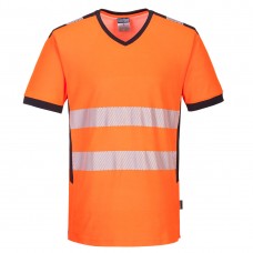 T-SHIRT PW3 CON SCOLLO A V HI-VIS PW310