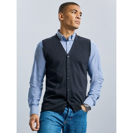 MEN'S V-NECK SLEEVELESS KNITTED CARDIGAN JE719M