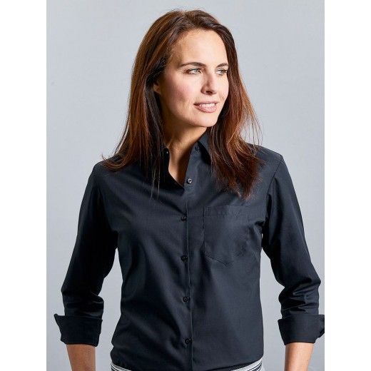 LADIES' LONG SLEEVE PURE COTTON POPLIN SHIRT JE936F