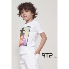 T-SHIRT BAMBINO TAGLIATA E CUCITA MANICA CORTA RTP APPAREL TEMPO 185 KIDS 03258