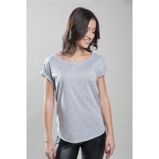 MAGLIA DONNA SCOLL. TONDA M/C 100% COT. 140 GR/M2 GRIGIO MELANGE LIGHT-S IT6520T