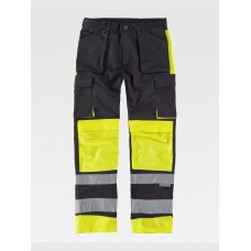 PANTALONE BANDE RIFRANGENTI TRIPLE CUCITURE PROTEZIONE ALLE GINOCCHIA C2914