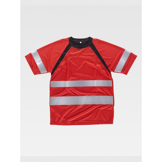 T-SHIRT MANICA CORTA ALTA VISIBILITA E BANDE RIFRANGENTI C2940
