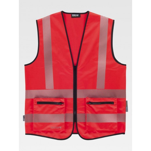 GILET ALTA VISIBILITA E BANDE RIFRANGENTI DISCONTINUE C3657