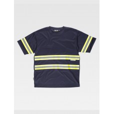 T-SHIRT MANICA CORTA BANDE RIFRANGENTI FLUORESCENTI C3936