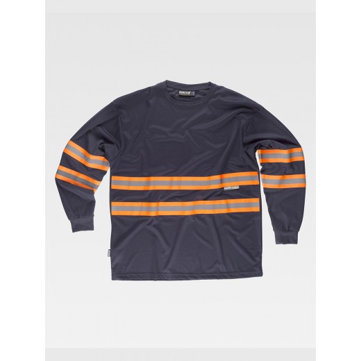 T-SHIRT MANICA LUNGA BANDE RIFRANGENI FLUORESCENTI C3937