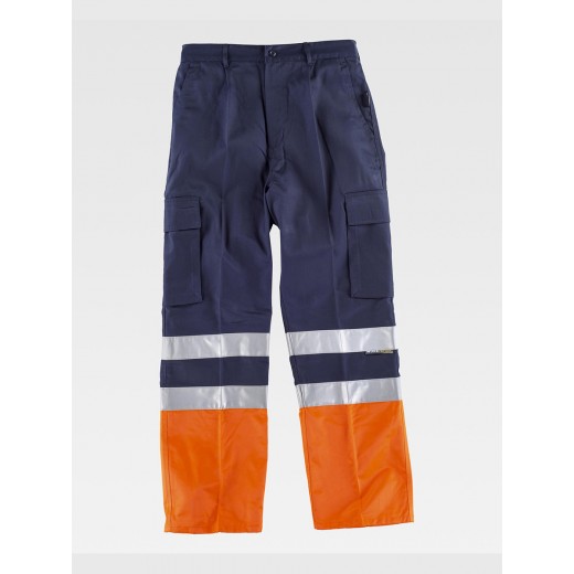 PANTALONE MULTITASCHE ALTA VISIBILITA E BANDE RIFRANGENTI C4014