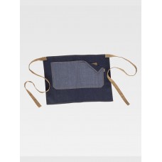 GREMBIULE SENZA PETTORINA CORTO TESSUTO DENIM E CANVAS M717