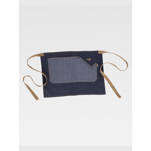 GREMBIULE SENZA PETTORINA CORTO TESSUTO DENIM E CANVAS M717