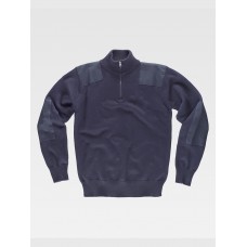 PULLOVER UNISEX MEZZA ZIP RINFORZI IN TWILL S5502