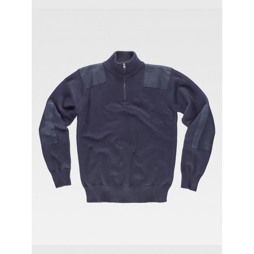 PULLOVER UNISEX MEZZA ZIP RINFORZI IN TWILL S5502