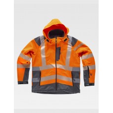 SOFTSHELL CON CAPPUCCIO ALTA VISIBILITA E BANDE RIFRANGENTI DISCONTINUE S9211